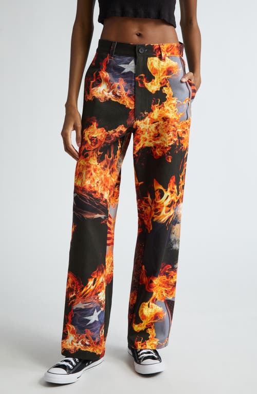 Gender Inclusive World is Burning Cotton Chinos in Black Print