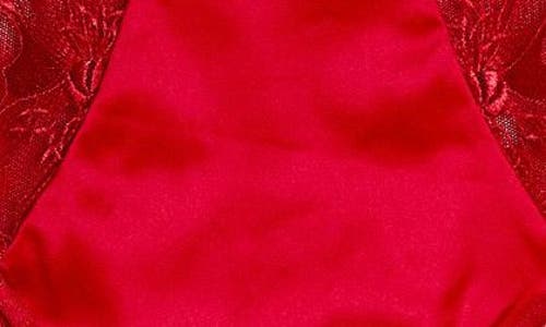 Etam Amaryllis Lace & Satin Hipster Panties In Red