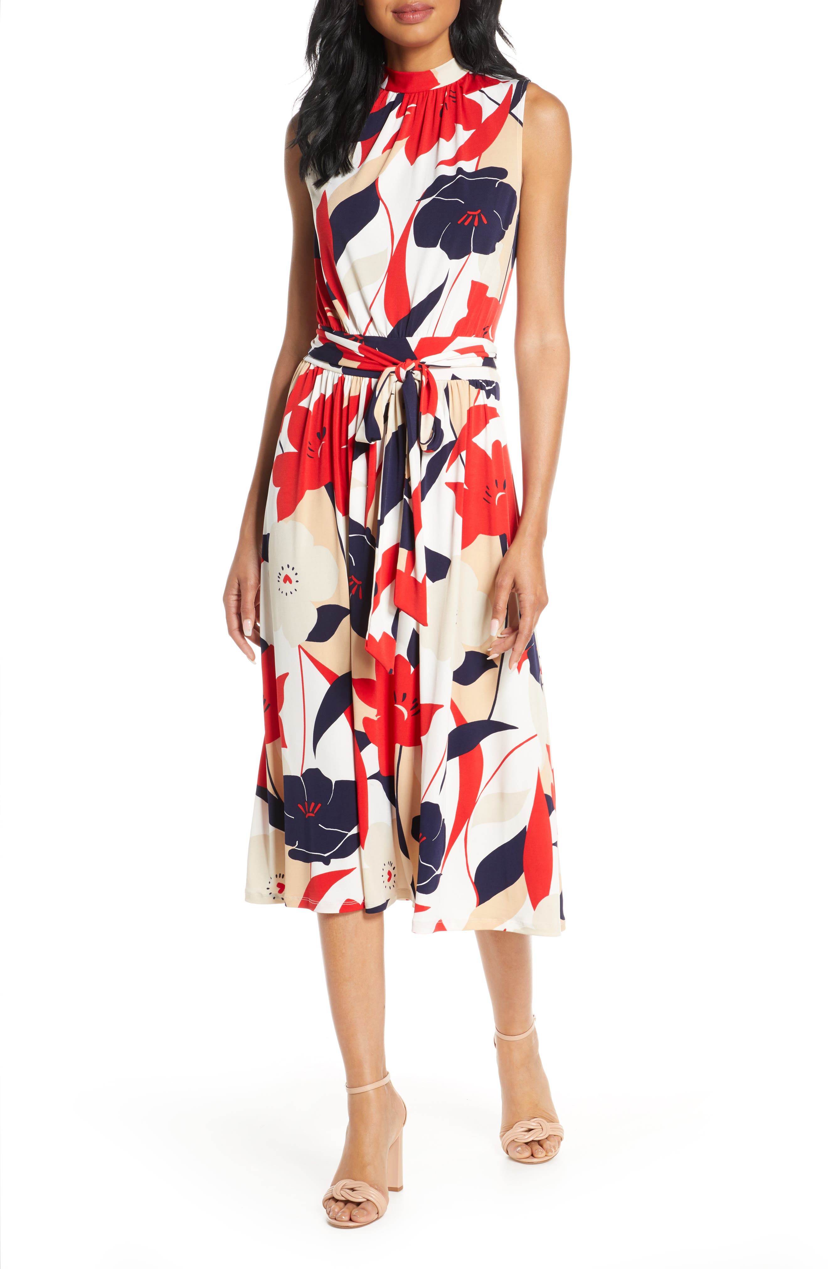 Leota Mindy Shirred Midi Dress, Ivory