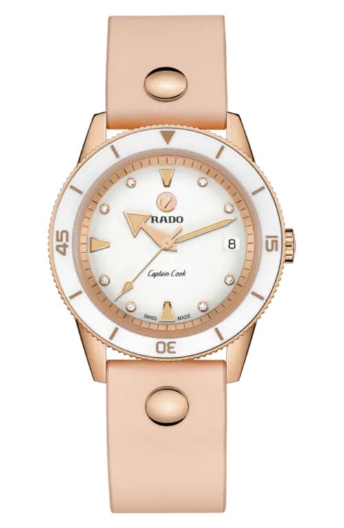 RADO Captain Cook Marina Hoermanseder Leather Strap Watch, 37mm in Pink at Nordstrom