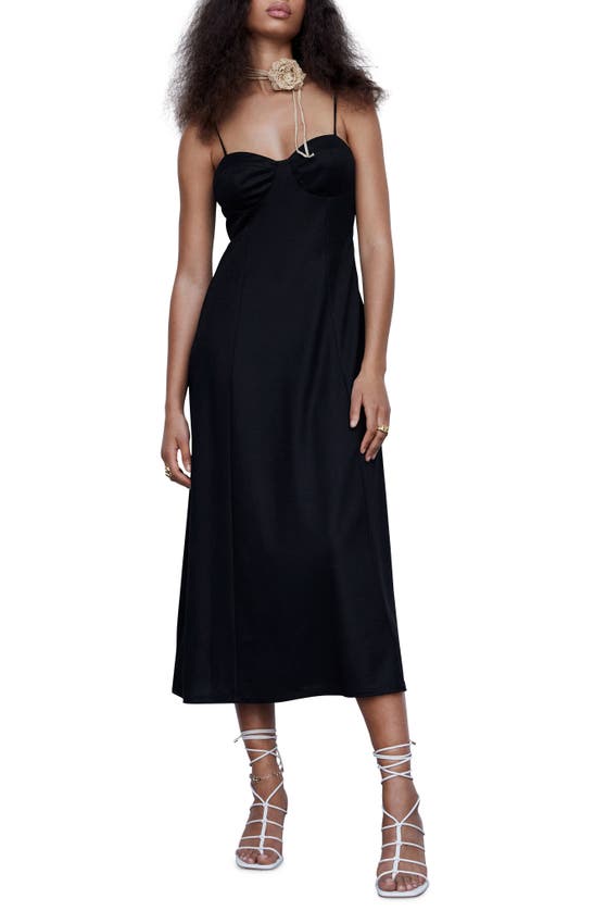 Mango Sweetheart A-line Midi Dress In Black