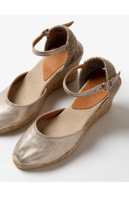 Penelope Chilvers Metallic Espadrille Wedge In Pewter
