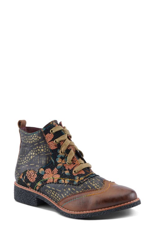 Shop L'artiste By Spring Step Muggianahi Wingtip Lace-up Bootie In Brown Multi