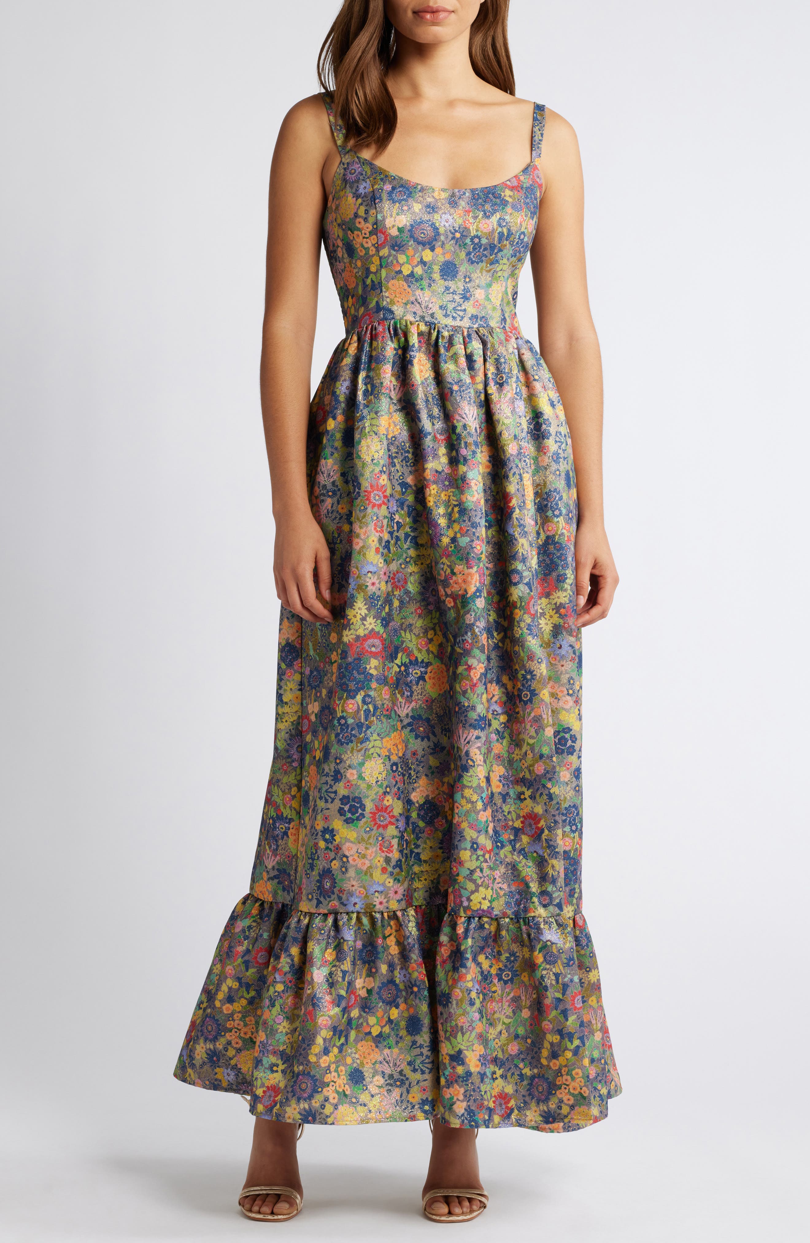 Hutch Tiered Floral Maxi Dress in Muted Whimsy Floral 