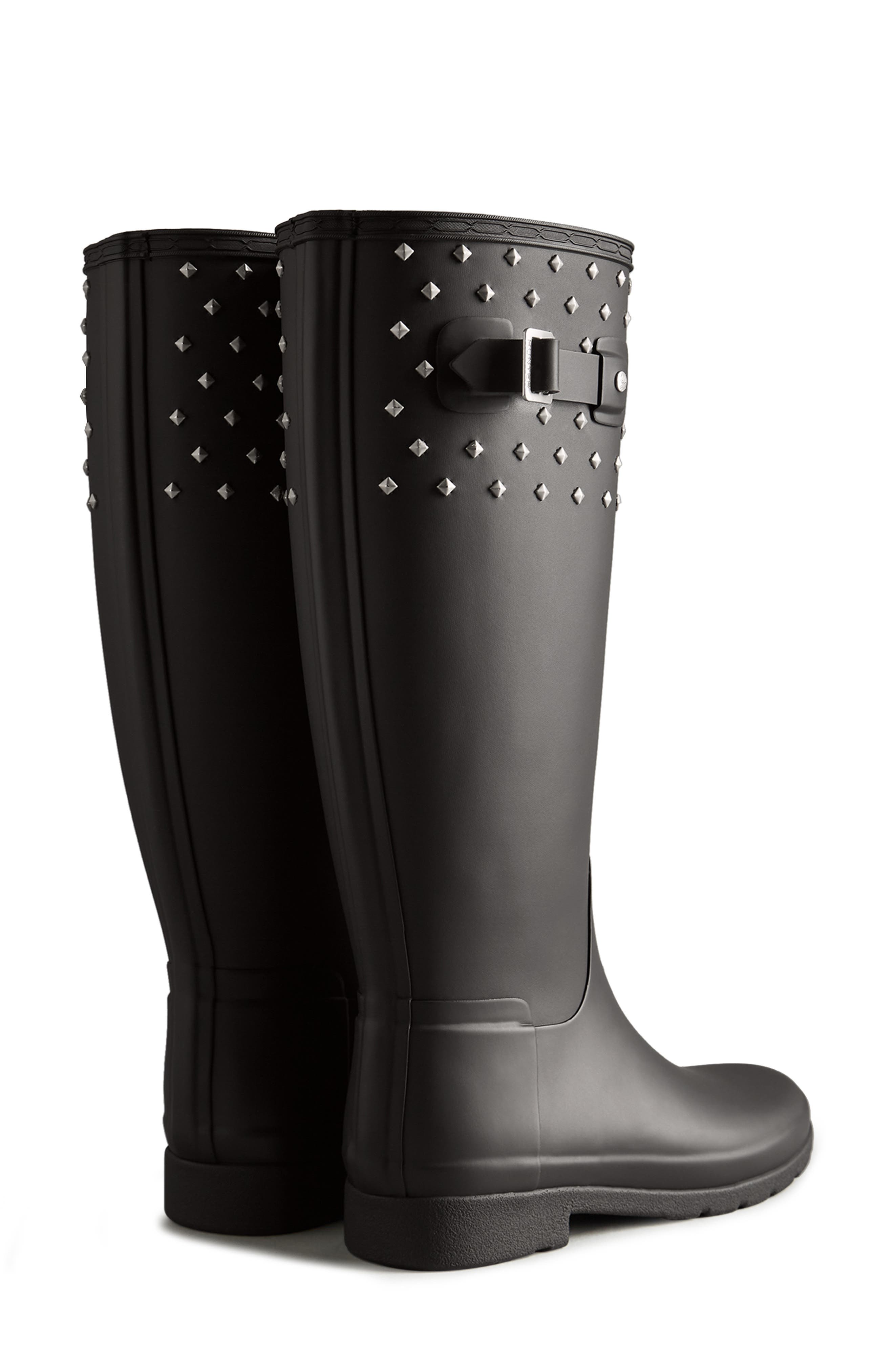 Hunter Women's Refined Slim Fit Tall Stud Cuff Wellington Boots - Black - 8