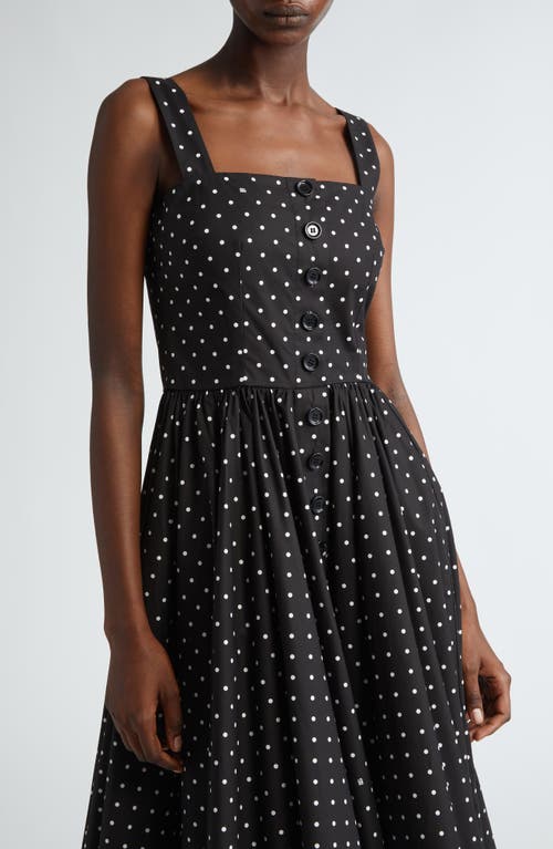 Dolce & Gabbana Dg Polka Dot Sleeveless Button-front Cotton Popeline Midi Sundress In Black/white Dot