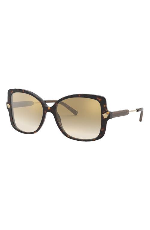 Shop Versace 56mm Square Sunglasses In Havana/brown Grad Mirror Gold