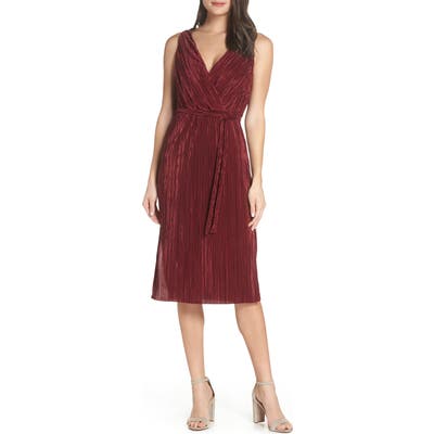Bb Dakota Sleeveless Pleated Dress, Burgundy