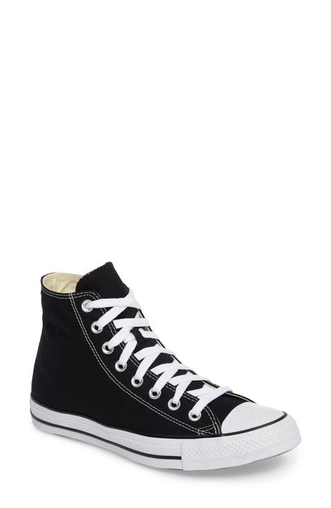  XRH Women Black Canvas High Tops Sneaker for Walking,White Non  Slip Hi Top Lace up Shoes,Casual Fashion Mid Top Sneaker(Comfort,Breath,Classic)(Black,US5.5)