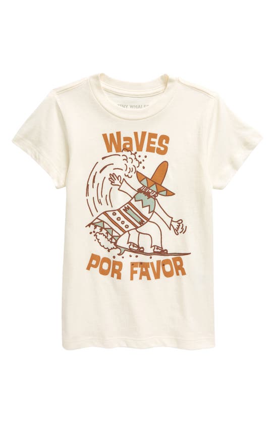 Shop Tiny Whales Kids' Waves Por Favor Cotton Graphic T-shirt In Natural