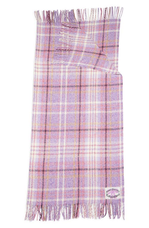 Acne Studios Fringed Plaid Scarf in Violet Purple at Nordstrom