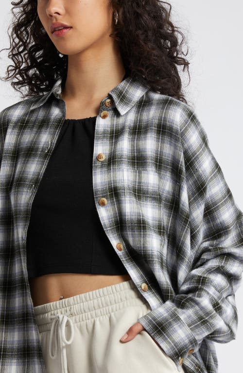 Shop Bp. Plaid Oversize Flannel Button-up Shirt In White- Green C Brooke Plaid