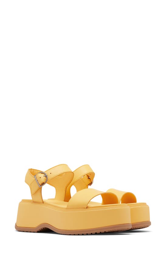 Shop Sorel Dayspring Ankle Strap Platform Sandal In Yellow Ray/ Yellow Ray