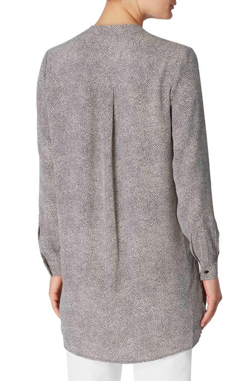 Shop Anne Klein Nehru Mini Dot Split Neck Tunic Top In Anne White/anne Black