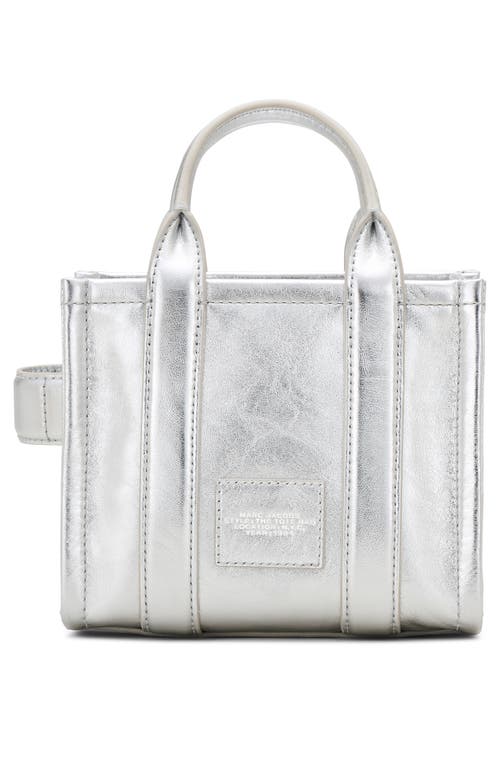 Shop Marc Jacobs The Crossbody Metallic Leather Tote In Metallic Silver