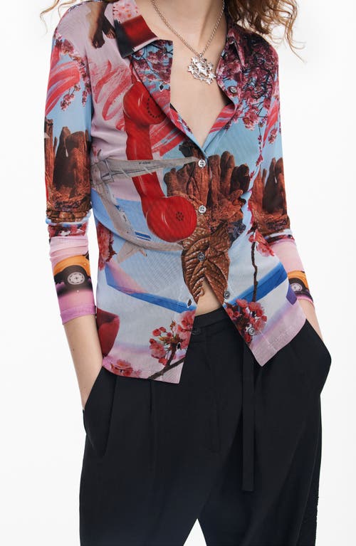 Desigual Printed Shirt M. Christian Lacroix In Red Blue Mix