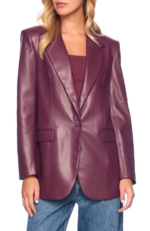 Shop Susana Monaco Faux Leather One-button Boyfriend Blazer In Malbec