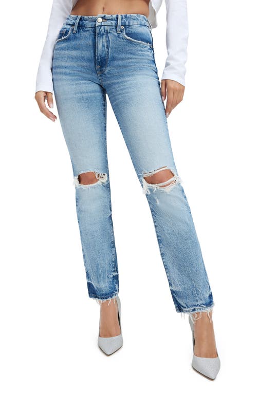 GOOD AMERICAN GOOD AMERICAN GOOD ICON HIGH WAIST STRAIGHT LEG JEANS
