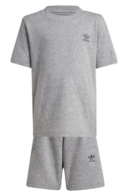 Shop Adidas Originals Adidas Kids' Essentials T-shirt & Sweat Shorts Set In Medium Grey Heather