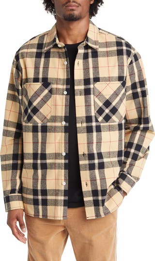 Pacsun plaid mix hooded long sleeve button up shirt online