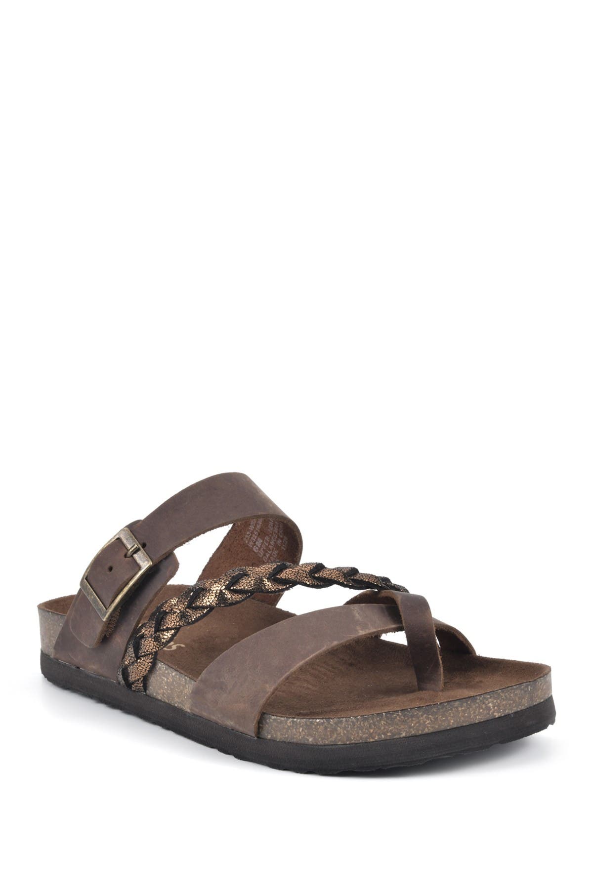 White Mountain Footwear Hazy Leather Footbed Sandal In Brown/bronze/multi
