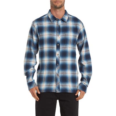 Billabong Coastline Plaid Flannel Button-Up Shirt, Blue