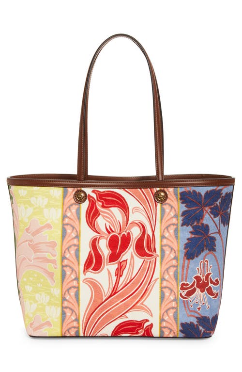 Shop Etro Essential Print Canvas Tote In Blue Multi