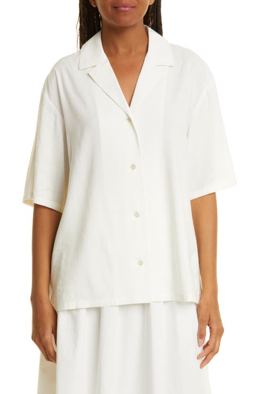 Cabana Short Sleeve Linen Blend Shirt in Full Moon