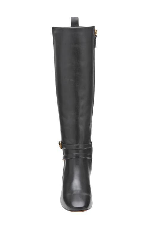 Shop Johnston & Murphy Eleanor Belted Block Heel Knee High Boot In Black Calfskin