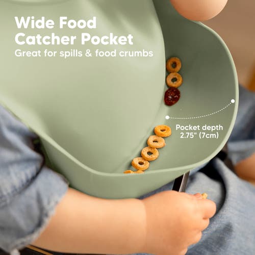 Keababies Prep Silicone Bibs In Sage