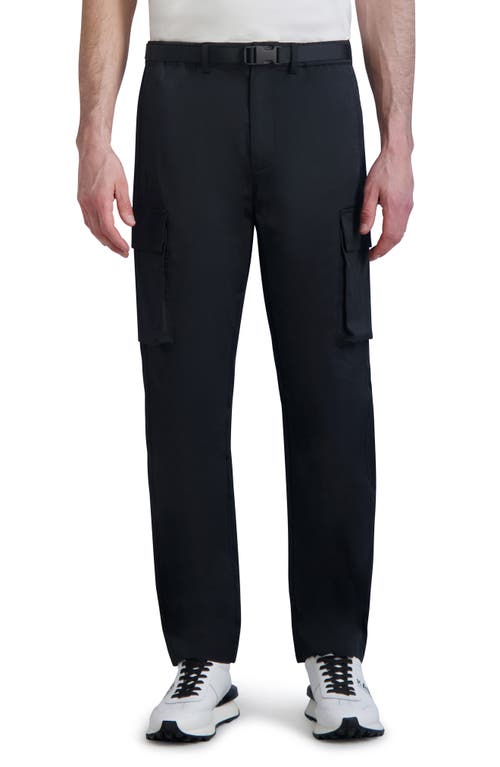 Karl Lagerfeld Paris Belted Stretch Nylon & Cotton Blend Cargo Pants Black at Nordstrom,