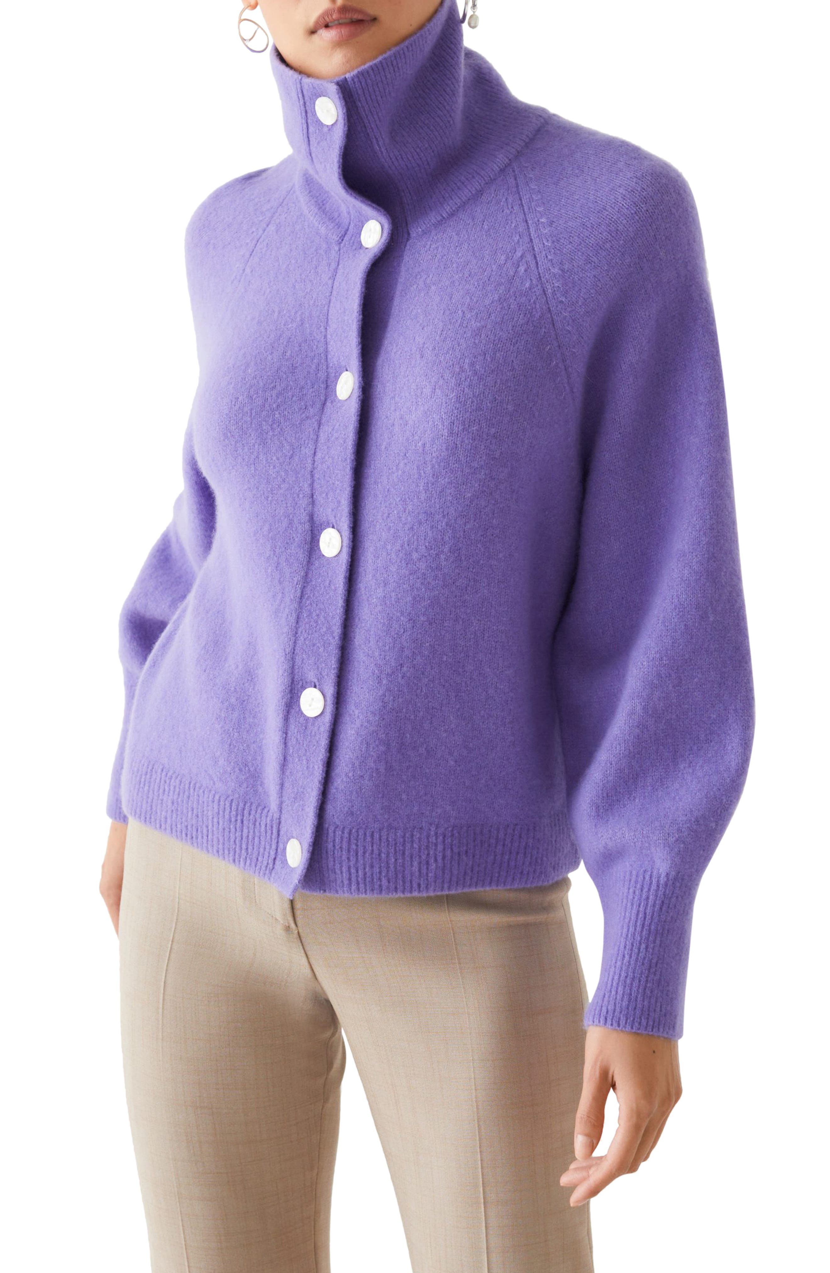 light purple cardigan sweater