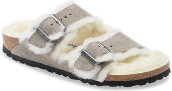 Birkenstock Arizona Genuine Shearling Lined Slide Sandal (Women