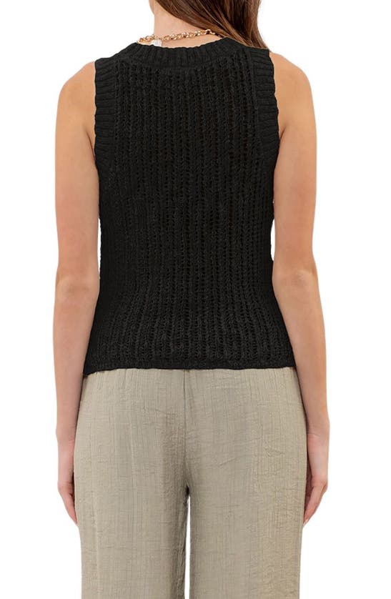 Shop Blu Pepper Open Knit Sleeveless Sweater In Black