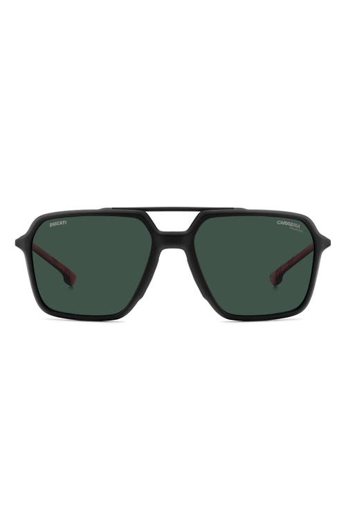 Carrera Eyewear X Ducati Carduc 55mm Rectangular Aviator Sunglasses In Matteblack/green Polar