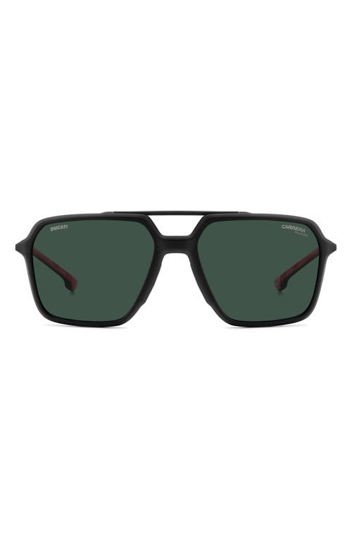 Shop Carrera Eyewear X Ducati Carduc 55mm Rectangular Aviator Sunglasses In Matteblack/green Polar