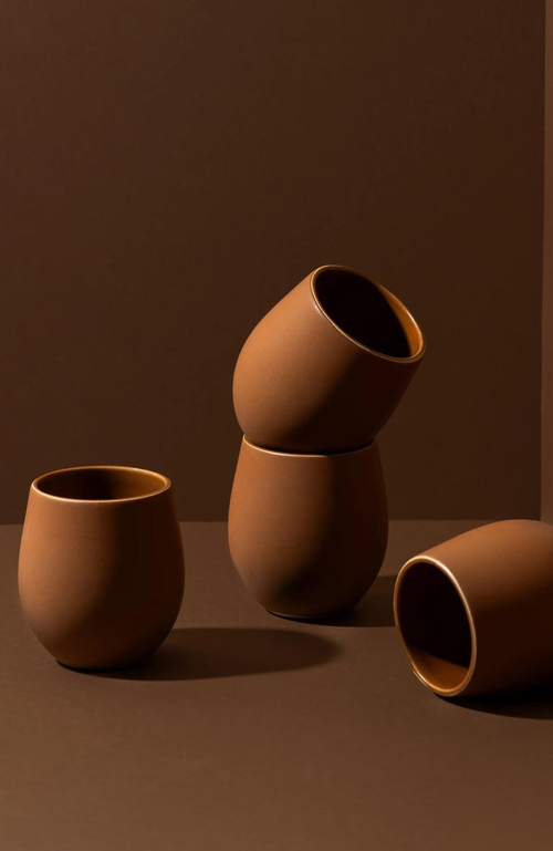 Gharyan Stoneware Coffee/tea Cup Set Of 4 In Terracotta