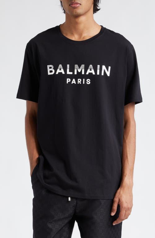 Balmain Foil Logo Cotton Graphic T-Shirt Ehz Black Multi at Nordstrom,