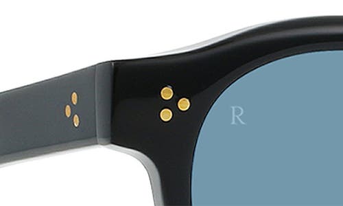 Shop Raen Zelti 49mm Small Round Sunglasses In Recycled Black/blue