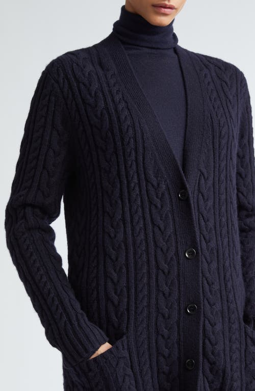 Shop Max Mara Calotta Wool & Cashmere Cable Stitch Long Cardigan In Ultramarine