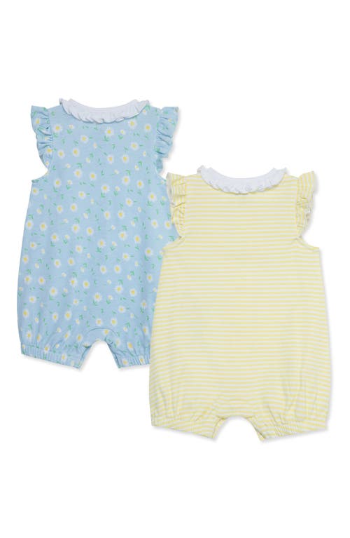 Shop Little Me Assorted 2-pack Daises Rompers In Yellow