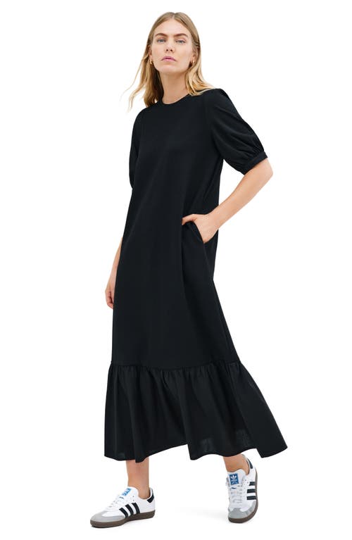 Marcella Olivia Mixed Media Midi Dress In Black