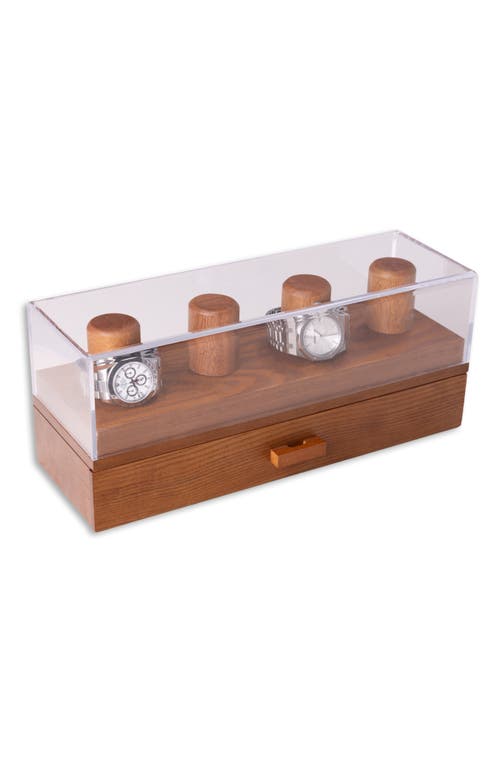 Bey-berk Wood & Acrylic Watch Case In Brown