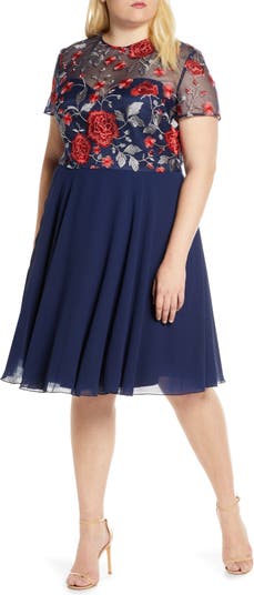 Chi Chi London Curve Meryn Embroidered Chiffon Cocktail Dress