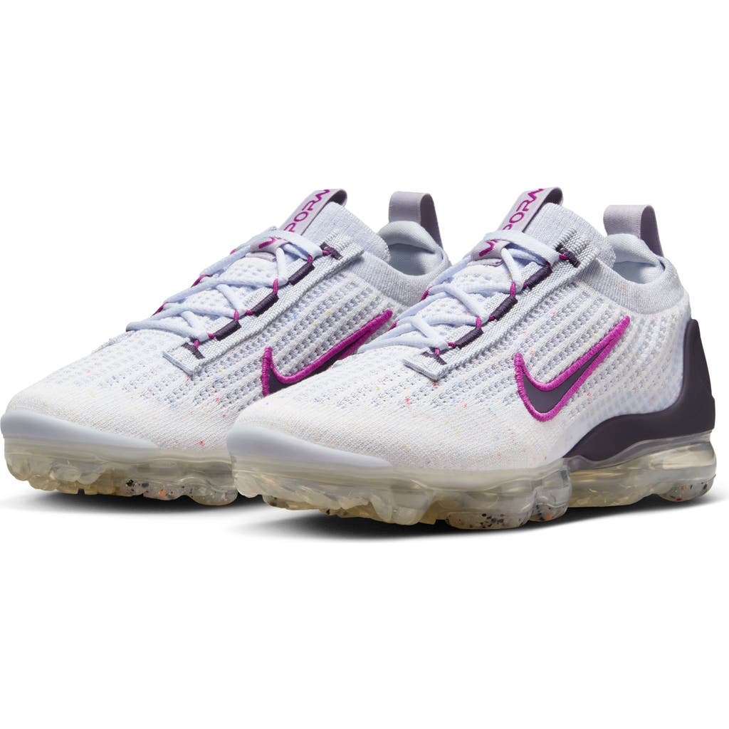 Nike Kids' Air Vapormax 2021 Fk Sneaker In White/dark Raisin/grey