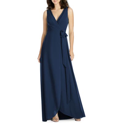 Jenny Packham Chiffon Wrap Evening Dress, Blue
