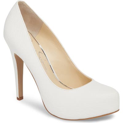 Jessica Simpson Parisah Glitter Platform Pump- White