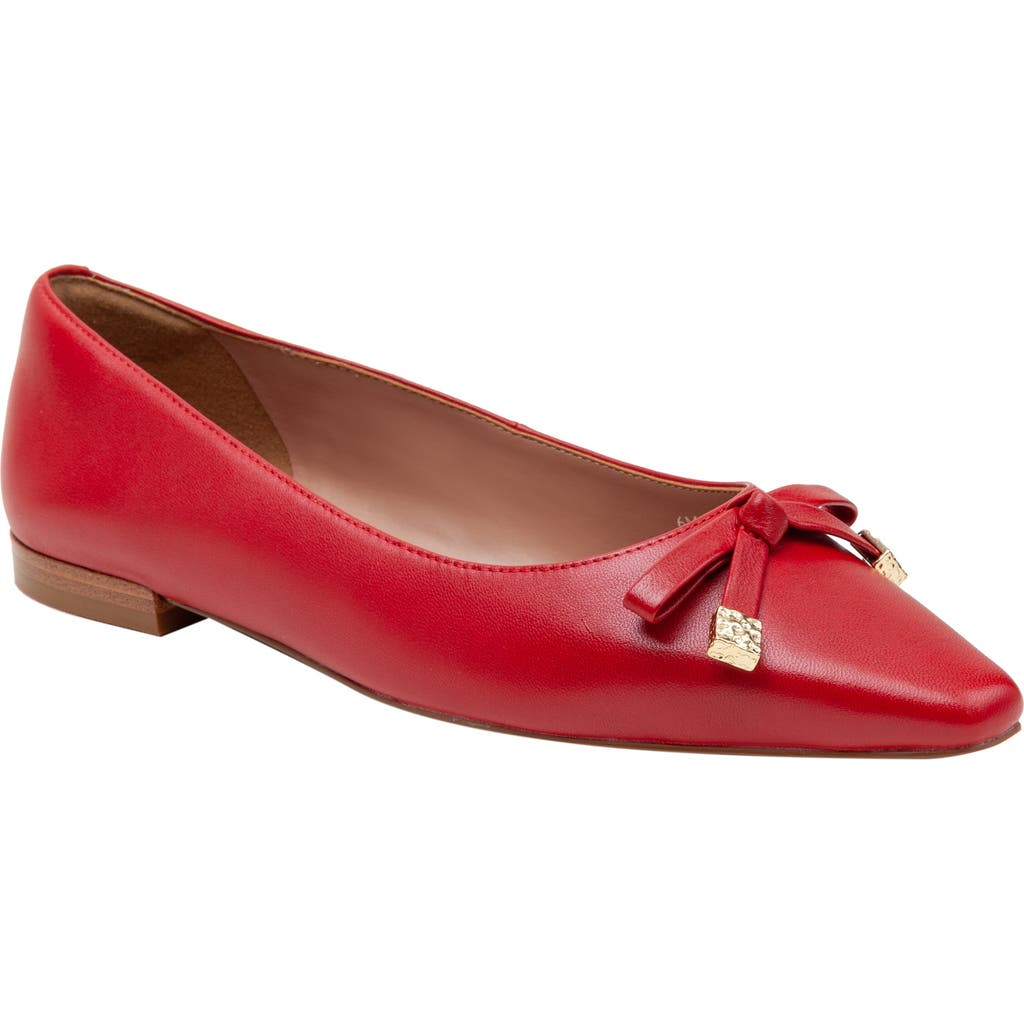 Linea Paolo Nicolis Pointed Toe Flat In Lipstick Red