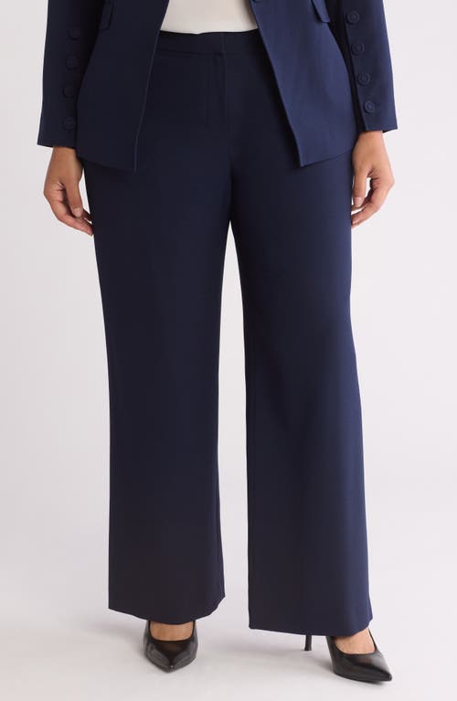 Tahari Asl Wide Leg Pants In Deep Navy