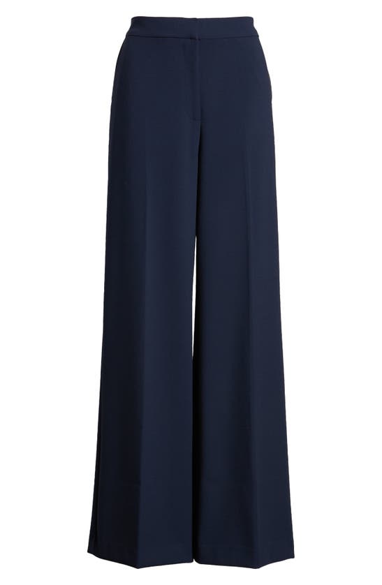 Shop Nordstrom Flat Front Wide Leg Pants In Navy Blazer